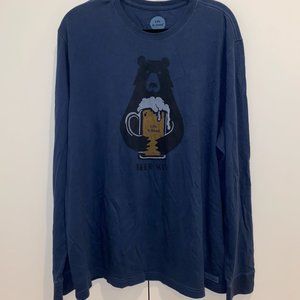 Life is Good "Beer Hug" Blue LS tee SIZE XL